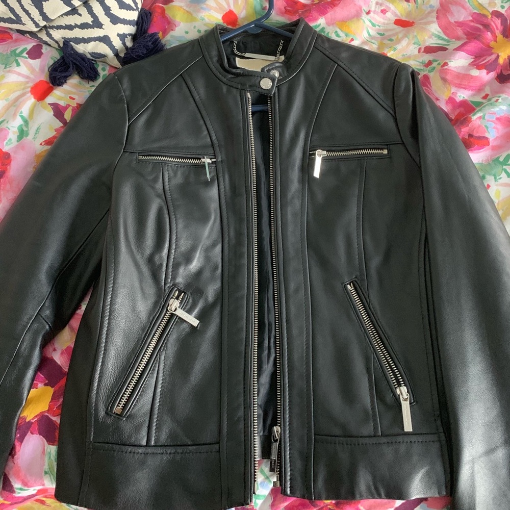 Michael Kors genuine black leather jacket